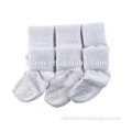 high quality 100% cotton custom make pure white fancy baby socks